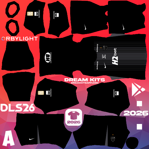 Kit / Uniforme Portero Visita Atlético Mineiro 2026 Dream League Soccer / DLS 2026 512x512 PNG