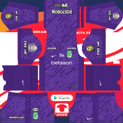 Kit GK Home Atlético Nacional 2025 Dream League Soccer 2019 / FTS