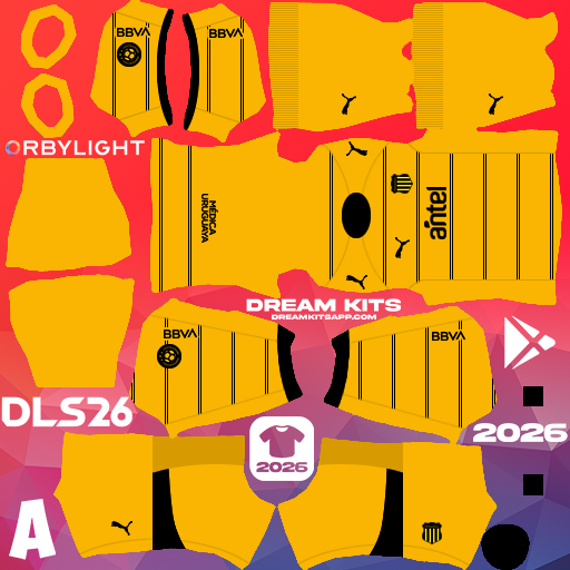 Kit / Uniforme Visita Atlético Peñarol 2026 Dream League Soccer / DLS 2026 512x512 PNG