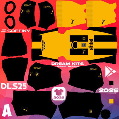 Kit Home Atlético Peñarol 2025 Dream League Soccer / DLS 2025