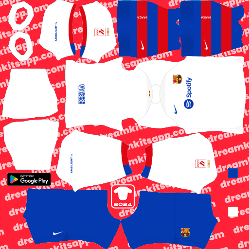 Kit / Uniforme Visitante Barcelona 2023-2024 Dream League Soccer 2025