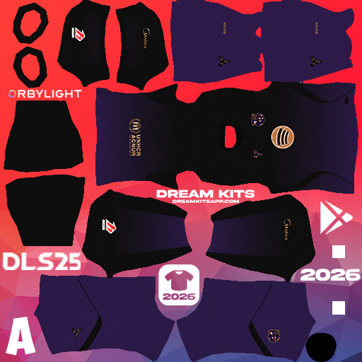 Kit / Equipamento Visitante Barcelona 2026-2027 Dream League Soccer / DLS 2026 512x512 PNG