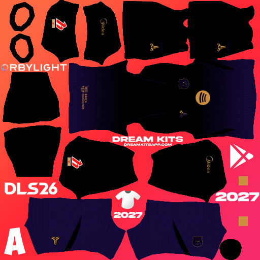 Kit / Uniforme Visita Barcelona 2026-2027 Dream League Soccer / DLS 2026 512x512 PNG