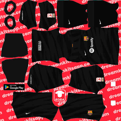 Kit / Uniforme POR Visitante Barcelona 2023-2024 Dream League Soccer 2025