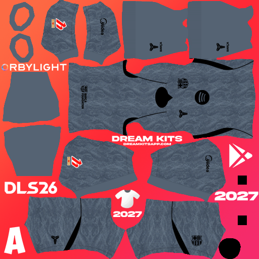 Kit / Uniforme Portero Visita Barcelona 2026-2027 Dream League Soccer / DLS 2026 512x512 PNG