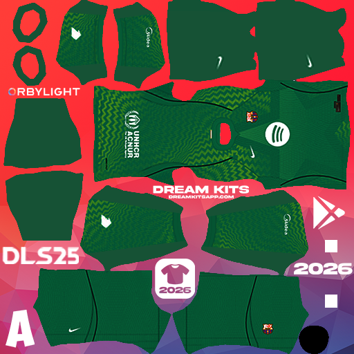 Kit / Equipamento Goleiro Titular Barcelona 2026-2027 Dream League Soccer / DLS 2026 512x512 PNG