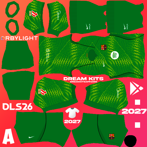 Kit / Uniforme Portero Local Barcelona 2026-2027 Dream League Soccer / DLS 2026 512x512 PNG