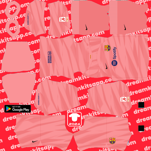 Kit / Uniforme POR Tercero Barcelona 2023-2024 Dream League Soccer 2025