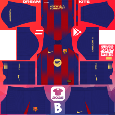 Kit Home Barcelona 2025-2026 Dream League Soccer 2019 DLS / FTS