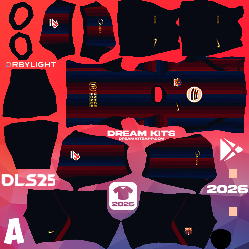 Kit / Equipamento Titular Barcelona 2026-2027 Dream League Soccer / DLS 2026 512x512 PNG