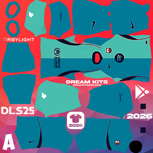 Kit / Equipamento Terceiro Barcelona 2026-2027 Dream League Soccer / DLS 2026 512x512 PNG