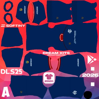 Kit / Uniforme POR Visita Barracas Central 2025 Dream League Soccer / DLS 2025 512x512 PNG