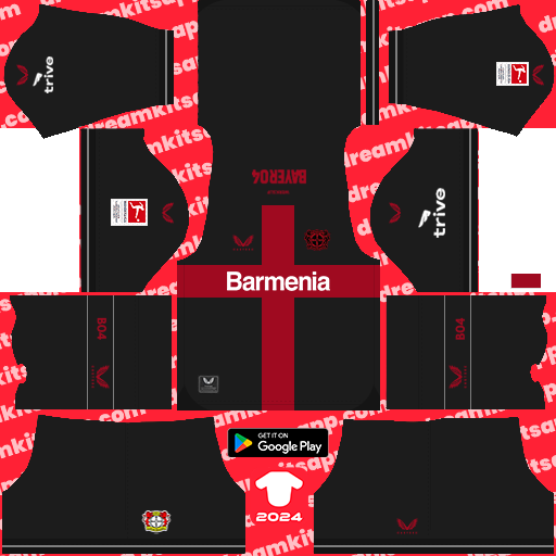 Kit / Uniforme Local Bayer Leverkusen 2023-2024 Dream League Soccer 2019 / FTS