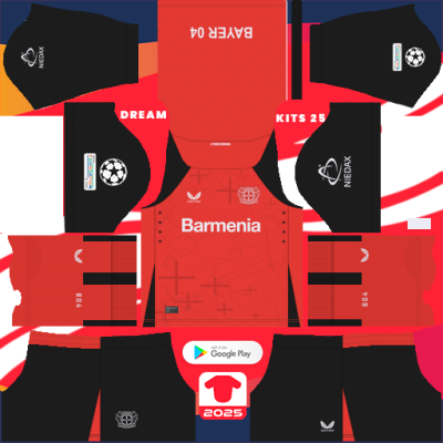 Kit / Uniforme Home Bayer Leverkusen 2024-2025 Dream League Soccer 2019 / FTS