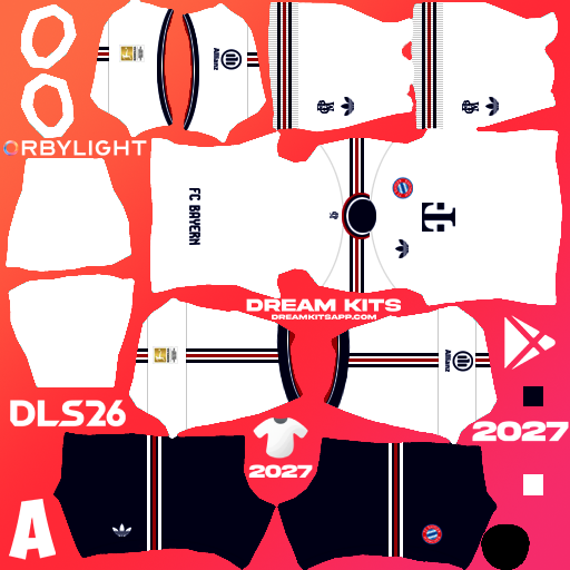 Kit / Equipamento Visitante Bayern Munich 2026-2027 Dream League Soccer / DLS 2026 512x512 PNG