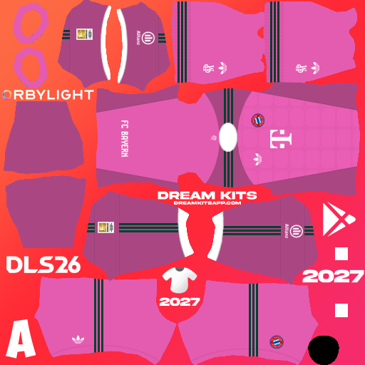Kit / Equipamento Goleiro Visitante Bayern Munich 2026-2027 Dream League Soccer / DLS 2026 512x512 PNG