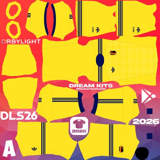 Kit Goalkeeper Away Belgium 2026 Dream League Soccer / DLS 2026 512x512 PNG