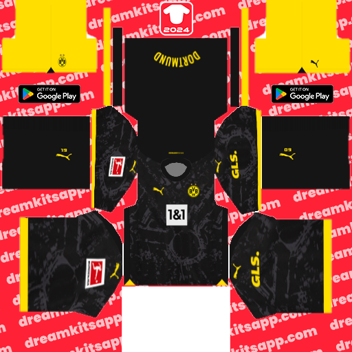 Borussia Dortmund Away kit 2023-2024 Dream League Soccer Classic