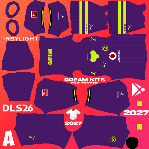 Kit Away Borussia Dortmund 2026-2027 Dream League Soccer / DLS 2026 512x512 PNG
