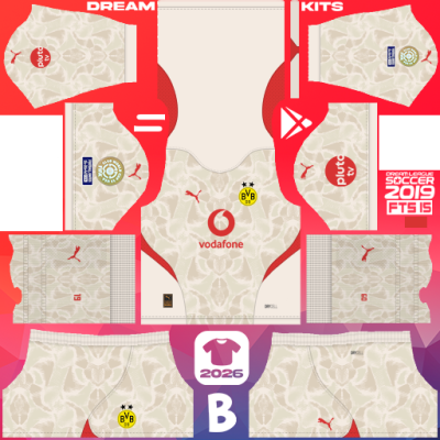 Kit / Uniforme POR Visita Borussia Dortmund 2025 Dream League Soccer 2019 DLS / FTS
