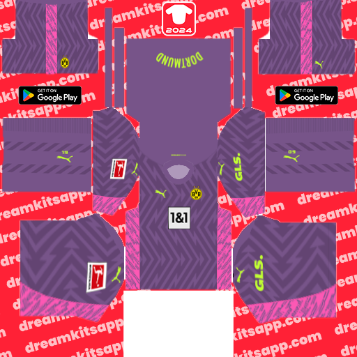 Borussia Dortmund GK Home kit 2023-2024 Dream League Soccer Classic