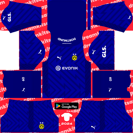 Kit / Uniforme POR Tercero Borussia Dortmund 2023-2024 Dream League Soccer 2019 / FTS