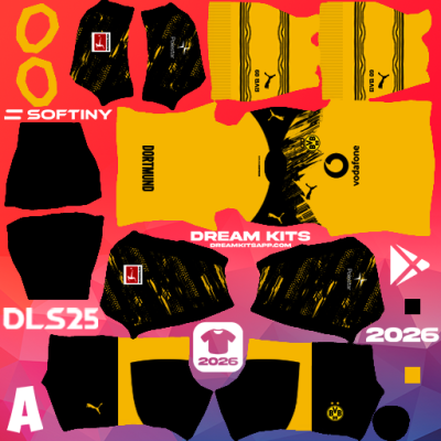 Kit Home Borussia Dortmund 2025-2026 Dream League Soccer / DLS 2025