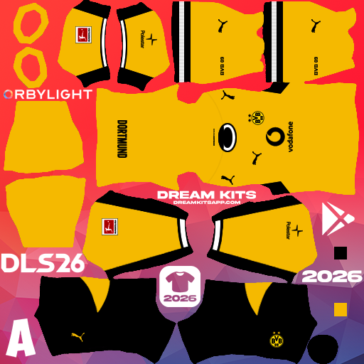 Kit Home Borussia Dortmund 2026-2027 Dream League Soccer / DLS 2026 512x512 PNG