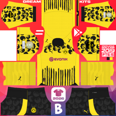Kit Home Borussia Dortmund 2025 Dream League Soccer 2019 DLS / FTS