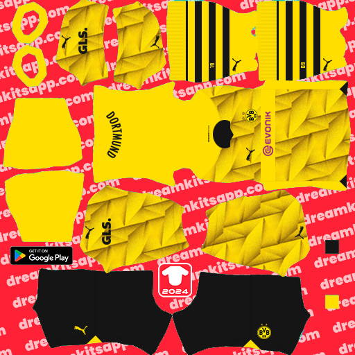 Kit / Uniforme Tercero Borussia Dortmund 2023-2024 Dream League Soccer 2024