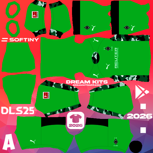 Kit Away Borussia Mönchengladbach 2025-2026 Dream League Soccer / DLS 2025 512x512 PNG