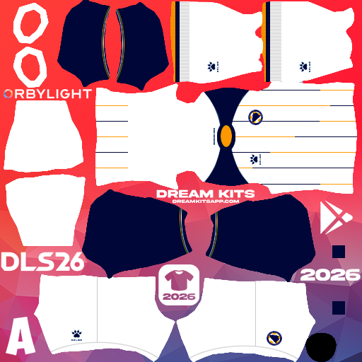 Kit / Équipement Extérieur Bosnia and Herzegovina 2026 Dream League Soccer / DLS 2026 512x512 PNG