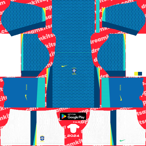 Kit / Uniforme Visitante Brasil 2024 Dream League Soccer 2019 / FTS