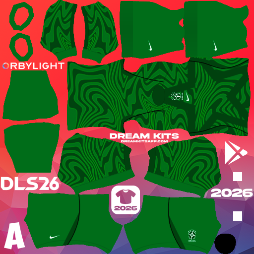 Kit / Equipamento Goleiro Visitante Brasil 2026 Dream League Soccer / DLS 2026 512x512 PNG