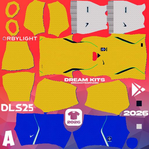Kit / Équipement Domicile Brasil 2026 Dream League Soccer / DLS 2026 512x512 PNG