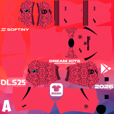 Kit / Equipamento GOL Titular Brentford FC 2025-2026 Dream League Soccer / DLS 2025