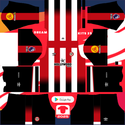 Kit / Uniforme Home Brentford FC 2024-2025 Dream League Soccer 2019 / FTS