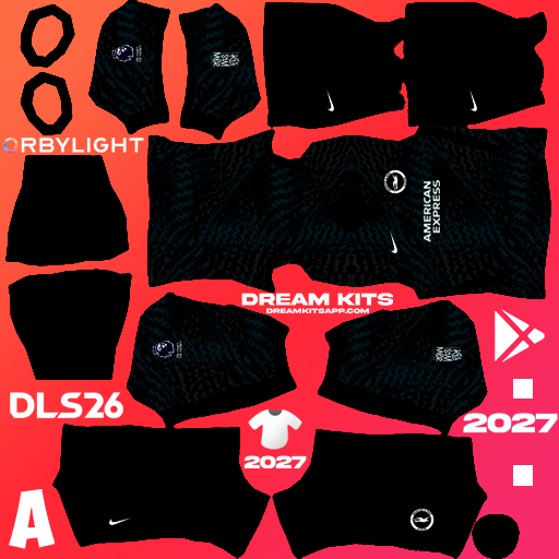 Kit / Uniforme Portero Visita Brighton & Hove Albion 2026-2027 Dream League Soccer / DLS 2026 512x512 PNG