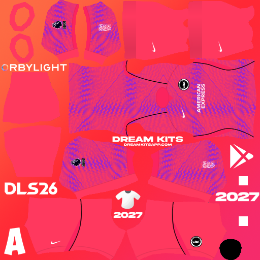 Kit / Uniforme Portero Local Brighton & Hove Albion 2026-2027 Dream League Soccer / DLS 2026 512x512 PNG