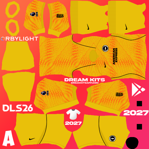 Kit / Uniforme Portero Tercero Brighton & Hove Albion 2026-2027 Dream League Soccer / DLS 2026 512x512 PNG