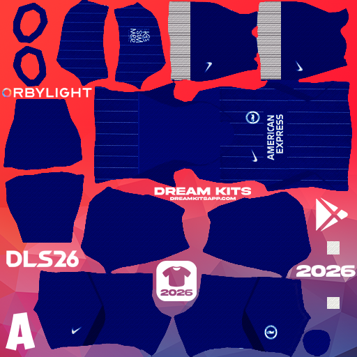 Kit / Equipamento Titular Brighton & Hove Albion 2026-2027 Dream League Soccer / DLS 2026 512x512 PNG