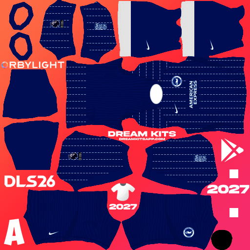 Kit / Équipement Domicile Brighton & Hove Albion 2026-2027 Dream League Soccer / DLS 2026 512x512 PNG