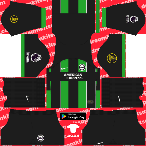 Kit / Uniforme Visitante Brighton Football Club 2023-2024 Dream League Soccer 2019 / FTS