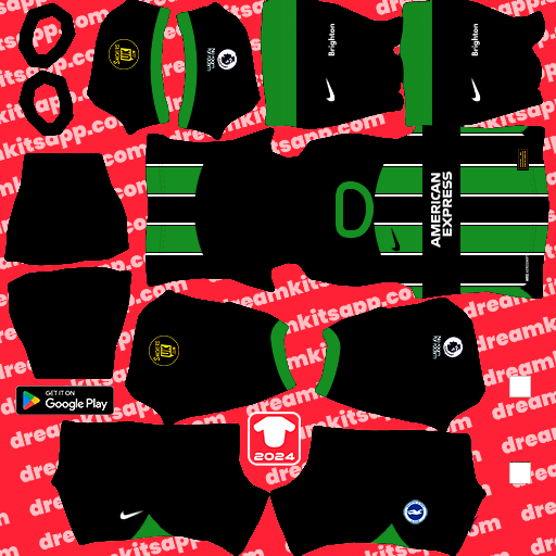 Kit / Uniforme Visitante Brighton Football Club 2023-2024 Dream League Soccer 2025