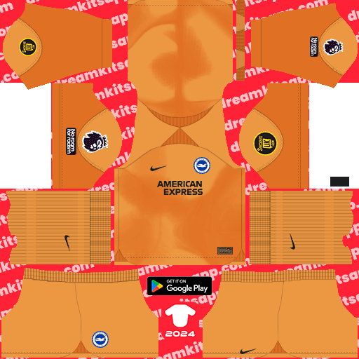 Kit / Uniforme POR Visitante Brighton Football Club 2023-2024 Dream League Soccer 2019 / FTS