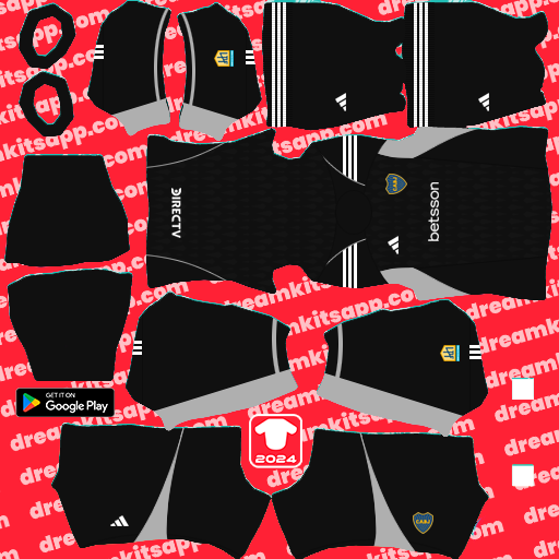 Kit / Uniforme POR Local CA Boca Juniors 2024 Dream League Soccer 2025