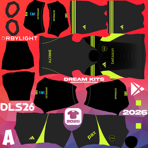 Kit / Uniforme Portero Local CA Boca Juniors 2026 Dream League Soccer / DLS 2026 512x512 PNG