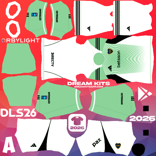 Kit / Équipement Gardien de but Troisième CA Boca Juniors 2026 Dream League Soccer / DLS 2026 512x512 PNG