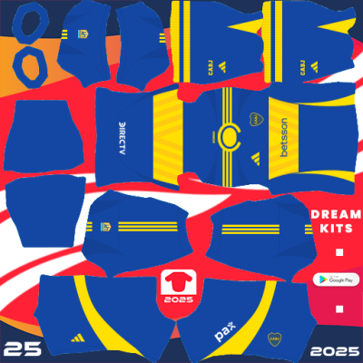 Kit / Uniforme Local CA Boca Juniors 2024-2025 Dream League Soccer 2024