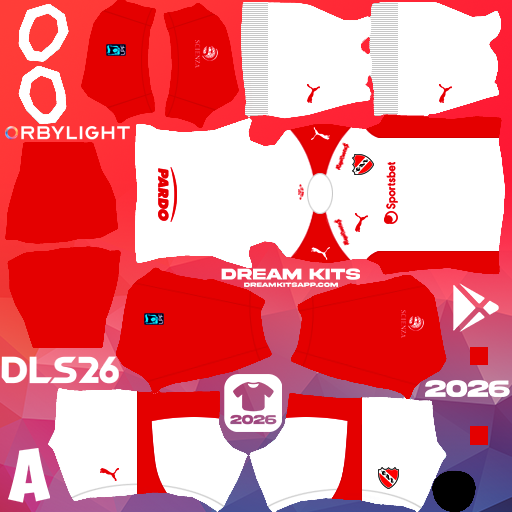 Kit / Uniforme Visita CA Independiente 2026 Dream League Soccer / DLS 2026 512x512 PNG